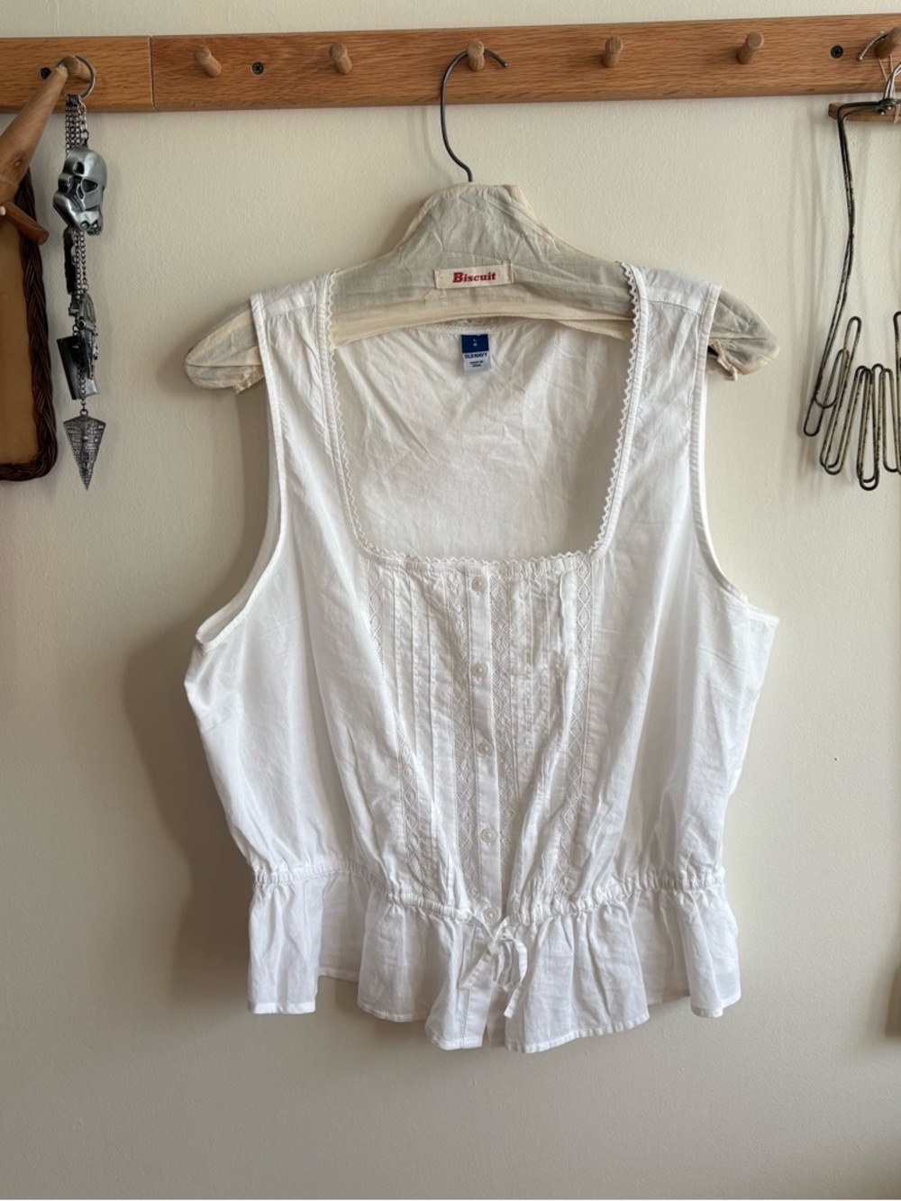 Old Navy White Cotton Sleeveless Peplum Camisole NWT